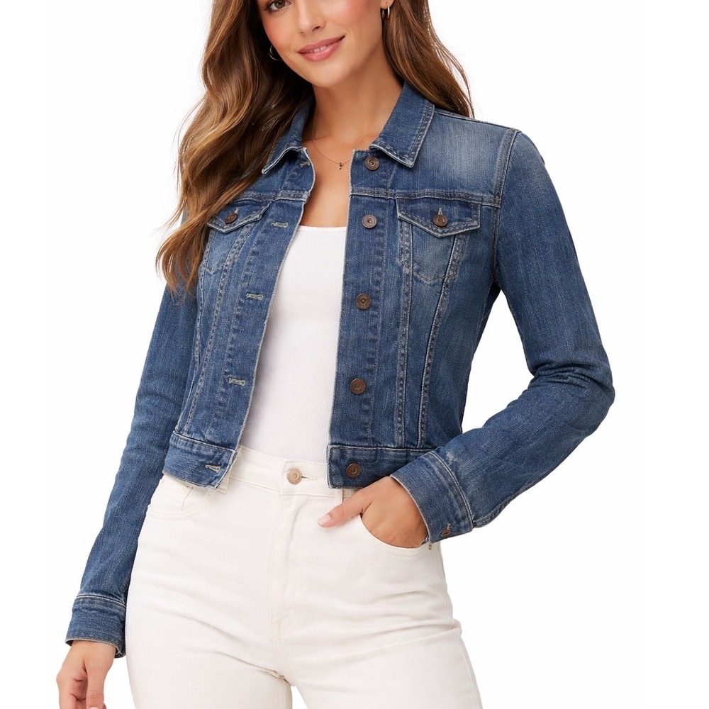 Gap Womens XS Wash Stretch Denim Trucker Jacket Cropped Blue 2YK from 2005 - Picture 1 of 8